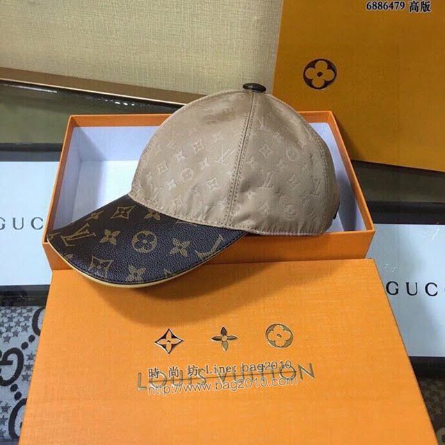 LV男士帽子 路易威登皮質帽檐鴨舌帽棒球帽  mm1040